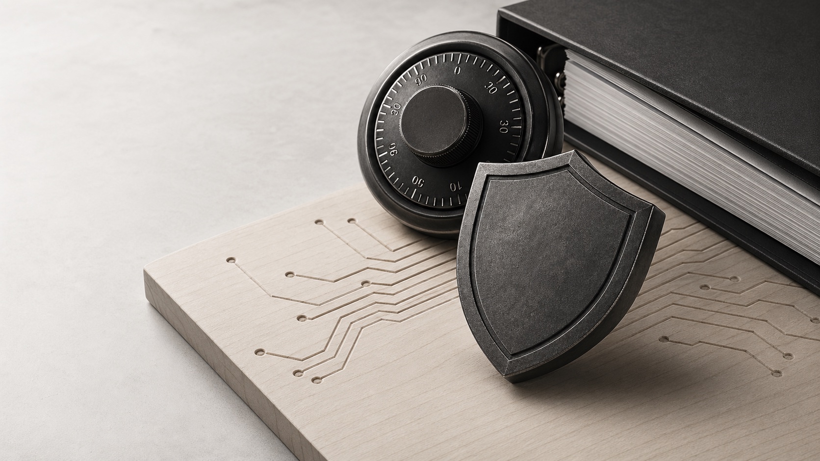 Cybersecurity monitoring tools and equipment on a workbench